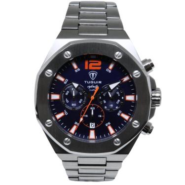Imagem de Relógio Cronógrafo Masculino de Aço Tuguir Analógico Infinity GCS-1271 Prata e Azul-Masculino