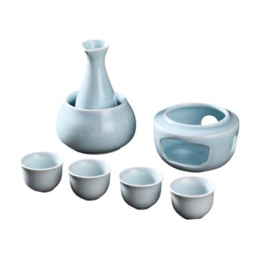 Imagem de DimyFew Conjunto de saquê de cerâmica com aquecedor de bebida de saquê de cerâmica de porcelana Conjunto de saquê chinês para restaurante