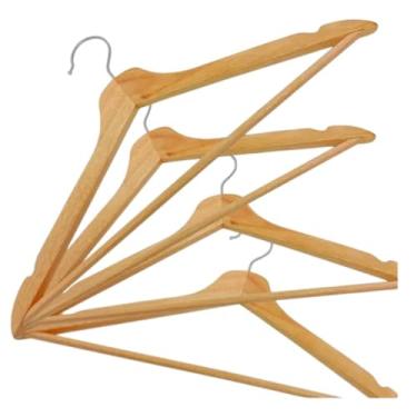 Imagem de Conjunto de 3 Cabides de Madeira, 44cm x 22cm, Design Elegante, Acabamento em Verniz, Ideal para Roupas Pesadas e Delicadas