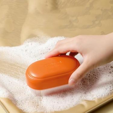 Imagem de Escova macia Laudry Escova de limpeza de plástico portátil para lavagem doméstica Escovas de esfregar carpete colcha roupas sapatos escovas (laranja)