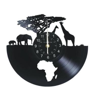 Imagem de Relógio de parede 3D Vinyl Record Creative Animal Africa Silhouette - 
