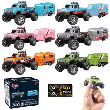 Imagem de Mini caminhão cibernético RC Monster Truck com trailer 6 cores 1:64 - 