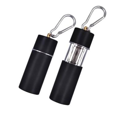 Imagem de Hourwof Cinzeiro portátil com tampa, cinzeiros de bolso de metal ao ar livre com chaveiro para cigarros, cinzeiros de viagem, preto