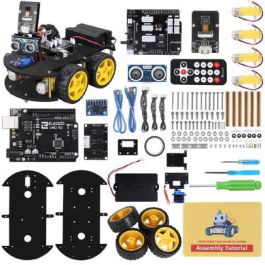 Imagem de Kit de carro robô inteligente ELEGOO UNO R3 V4 para crianças Arduino d