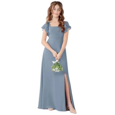 Imagem de Vestido de dama de honra Jirocum JR001 para casamento Dusty Blue Girl 