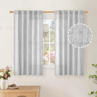 Imagem de Cortinas BGment, cinza claro, linho, 102x102cm, filtragem de luz