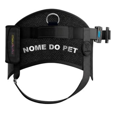 Imagem de Kit Peitoral SAFE 5 em 1 com Guia, Cata-Caca, QR Code e Nome Personalizado do Pet (Preto, M)