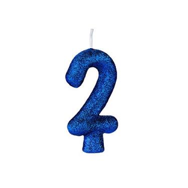Imagem de Vela Aniversario N2 Cintilante Azul - Pacote Com 01 Un Regina Azul