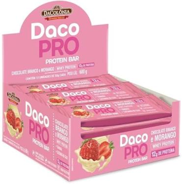 Imagem de Barra De Proteína Chocolate Branco Morango Dacolonia Cx 12