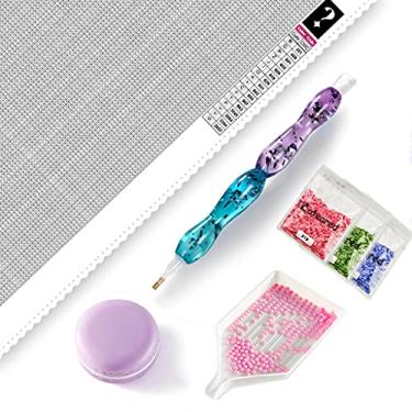 Imagem de Kit de pintura de diamante misterioso para adultos, kit de arte de diamante CATEARED 5D com acessórios completos pintura por números para decoração de parede de artesanato DIY (brocas quadradas,