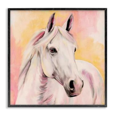 Imagem de Stupell Industries Pôr do sol cavalo branco preto emoldurado arte giclée, design por Kim Allen, 17 x 17