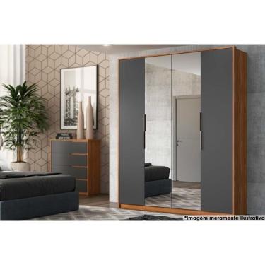 Imagem de Guarda Roupa Casal 4 Portas C/ 2 Espelhos Attore Amendola/grafito - Demóbile