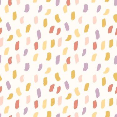 Imagem de Papel De Parede Revoada Mini Pinceladas Lilás, Vermelho E Mostarda 4405