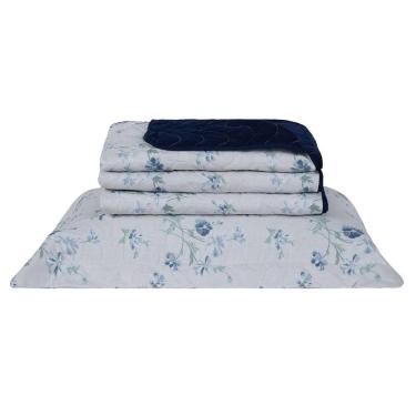 Imagem de Cobre Leito Solteiro Colori Dupla Face 200 Fios Estampado 2 Peças - Marie Azul