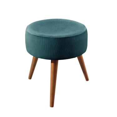Imagem de Puff Banqueta Lippe Madeira Maciça Castellar Móbile Linho Azul