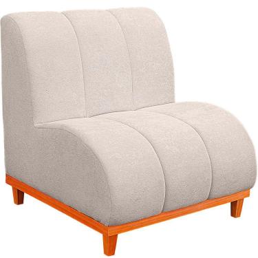 Imagem de Namoradeira Marselha Base De Madeira Para Sala Hotel Tecido Boucle Cor Branco