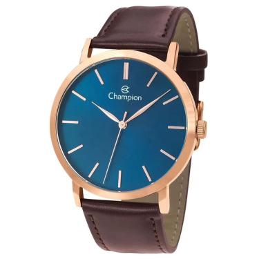Imagem de Relógio CHAMPION feminino rosê azul couro CN20677A