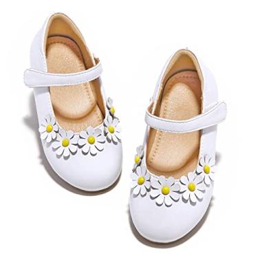 Imagem de GINFIVE Sapatos Sociais Para Meninas Pequenas, Sapatilhas Mary Janes, Bailarinas Brancas, 8