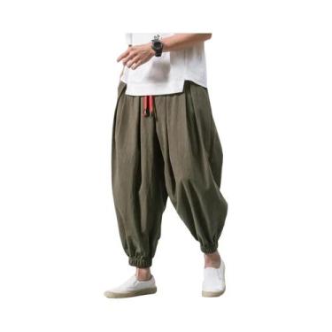 Imagem de Calça Harém Masculina Solta e Confortável - Algodão e Linho de Alta Qu