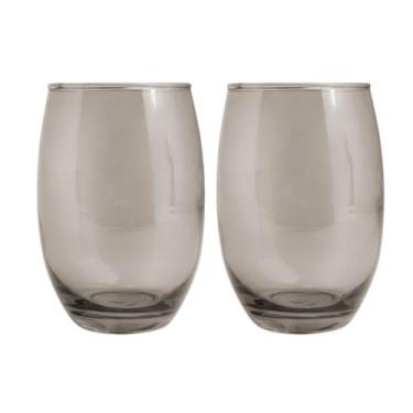 Imagem de Kit 2 Copo De Vidro 450ml Redondo Bellagio Cinza Luxo - PRATICASA, Bel