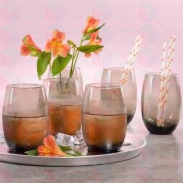 Imagem de Jogo de 12 Copos de Vidro 450ml 6 Transparente+ 6 Cinza Bebidas - PRAT