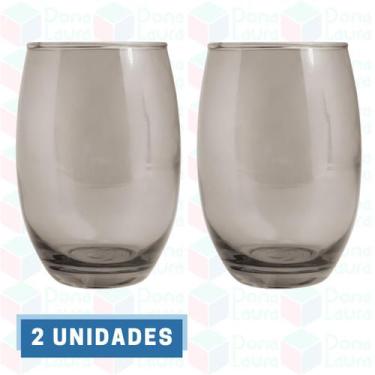 Imagem de 2 Copo de Vidro Cinza Redondo p/ Bebidas Drinks Eventos - PRATICASA, B