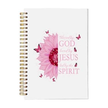Imagem de YSKDAFG Diários Cristãos para Mulheres – Diário de Energia para Meninas Cristãs, Cadernos A5 Rosa Floral Sprial Capa Dura para Escrita Diária Notas Falando Bíblia Oração Viagem, Presentes Religiosos