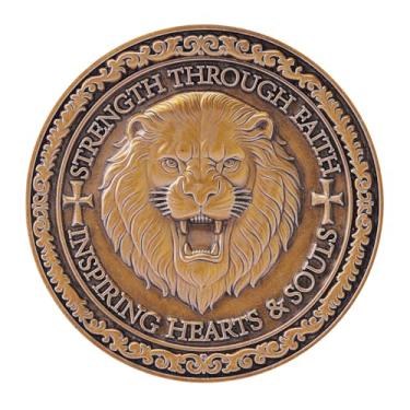 Imagem de Moeda do Desafio do Fogo Sagrado Leão de Judá – Medalhão Cristão Fé e Coragem Símbolo Inspirador das Escrituras e Orações Presente de Lembrança Religiosa Comemorativa para Homens e Mulheres (Ouro