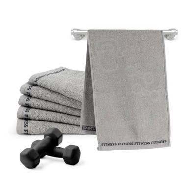 Imagem de Kit 6 Toalhas de Academia Fitness 100% Algodão - 30cm x 90cm - Toalha de Treino Resistente Fio 16/1 para Musculação e Corrida - Cores Neutras (Grafite)