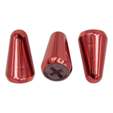 Imagem de Soundspire Pacote com 3 pontas de interruptor de captador de 5 vias de metal vermelho, tampa de latão para Fender Strat Telecaster, peças de reposição de interruptor seletor