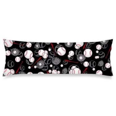 Imagem de Capa de almofada de beisebol 50 x 152 cm, bolas esportivas de beisebol, fronha longa, tema esportivo, com fecho de envelope, capas para almofadas lombares, capas decorativas para cama, sofá