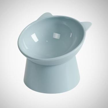 Imagem de Comedouro Bebedouro Elevado Inclinado para Cachorro e Gato (Azul)