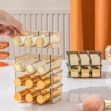 Imagem de Generic Suporte de Batom, Design Aberto Sobreposto, Caixa de Armazenamento de Batom PET de 3 Peças, Design de Textura, Transparente, Prático para Maquiagem, Brilho Labial (Verde)