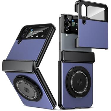 Imagem de XKchatpt Capa magnética dobrável para Samsung Galaxy Z Flip 4, suporte giratório de 360°, capa de liga de alumínio com proteção de dobradiça e protetor de tela frontal para Samsung Galaxy Z Flip 4