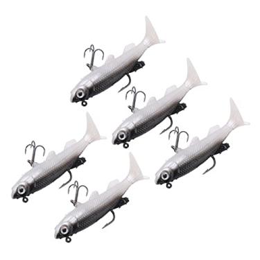 Imagem de Acouto 5pcs Corpo Macio Afundando Swimbait T Tail Soft PVC Bass Lure Isca de Truta Pesca Em água Doce e Salgada - Design Com Olhos 3D, Fundição e Ganchos - Pescadores Perfeitos Visando Baixo