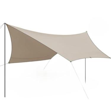 Imagem de Tenda，Barraca de Camping， Barraca Tenda Gazebo Camping PortáTil Tela Toldo 3m X 4m ProteçãO Upf 50+ Uv e ImpermeáVel(Bege)