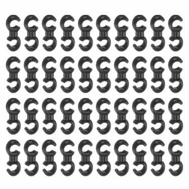 Imagem de HARFINGTON 40 peças de clipes de gancho S de bicicleta grampos de plástico giratório estilo S clipes de fivela para guia de suporte de cabo de freio MTB, preto