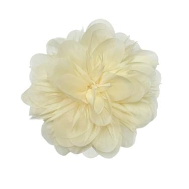 Imagem de Broche de flor de tecido sedoso grande de 14 cm/5,5" para mulheres meninas delicadas peônia camélia broches bico de pato jacaré grampos de cabelo presilhas de cabelo florais acessórios de fantasia de