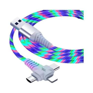 Imagem de Cabo USB Luminous LED 3 Em 1 Para iPhone 14 13 pro Max Samsung Micro U