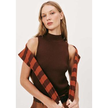 Imagem de Regata Básica Feminina Gola Alta Em Tricô Canelado-Feminino