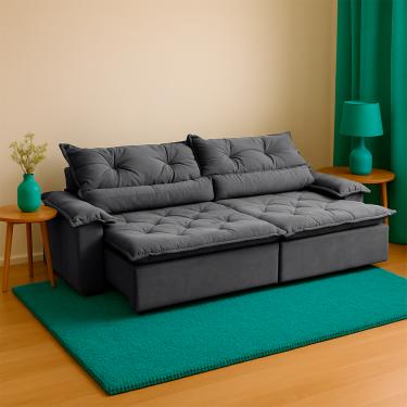 Imagem de Sofá Retrátil Agatha Londres Montano Veludo Jolie 2m Grafite