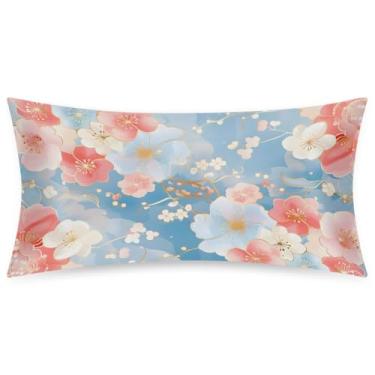 Imagem de Fronha King Size de cetim de seda para cabelo e pele, capa de almofada macia, antiderrapante, refrescante, flor de cerejeira, rosa, azul, com fecho de envelope para dormir, mulheres, homens, crianças