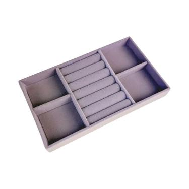 Imagem de Bandeja Porta Joias Organizadora de Bijuterias Para Gaveta Anel Brinco Colares Pulseira (1, Cinza)