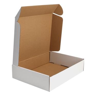 Imagem de HORLIMER Conjunto de 1 caixas de envio de 33 x 25 x 7,6 cm, caixa de papelão ondulado branca