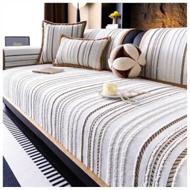 Imagem de SPXMQSS Capas de assento de sofá, capas de sofá macias de chenille, capa de sofá universal antiderrapante em forma de L 1/2/3/4 lugares, protetor de móveis de sofá secional E 110 x 110 cm