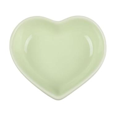 Imagem de prato de lanche Pratos para servir lanches de cozinha para condimentos Prato para molhos cerâmica para temperos em formato coração tigela de sopa(Green)