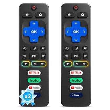Imagem de (Pacote com 2) Substituição para controle remoto Roku-TV, para Smart TVs TCL Roku/Onn Roku/Hisense Roku/Sharp Roku/Philips Roku (não para Roku Stick, Box, Premiere e Players)