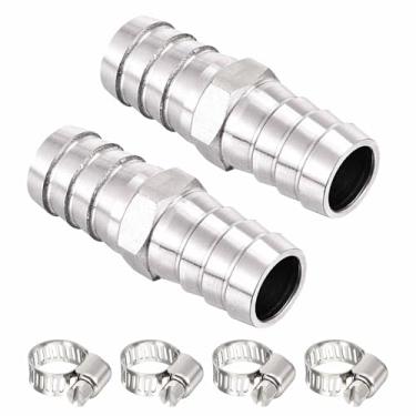 Imagem de Kozelo Pacote com 2, 304 acessórios de mangueira de aço inoxidável 304 farpas de mangueira de 3,8 cm para acessórios de 3,8 cm com 4 braçadeiras de mangueira para máquinas domésticas, banheiras de