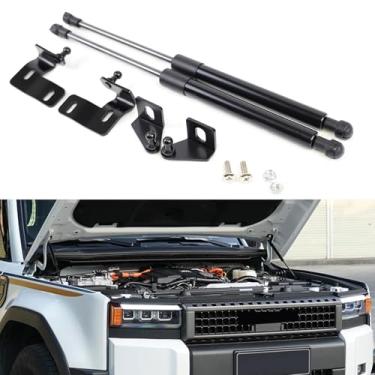 Imagem de Amortecedores de elevação de capô compatíveis com Toyota Prado 2024 Capô dianteiro Amortecedor de motor Suporte de elevação de motor Struts de mola braço de haste de aço inoxidável, sem necessidade de