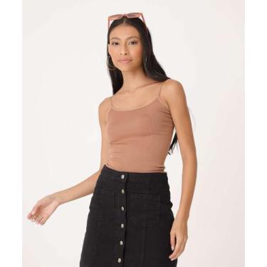 Imagem de Blusa Regata Feminina Canelada Sem Costura Marisa-15506, Bege, GG